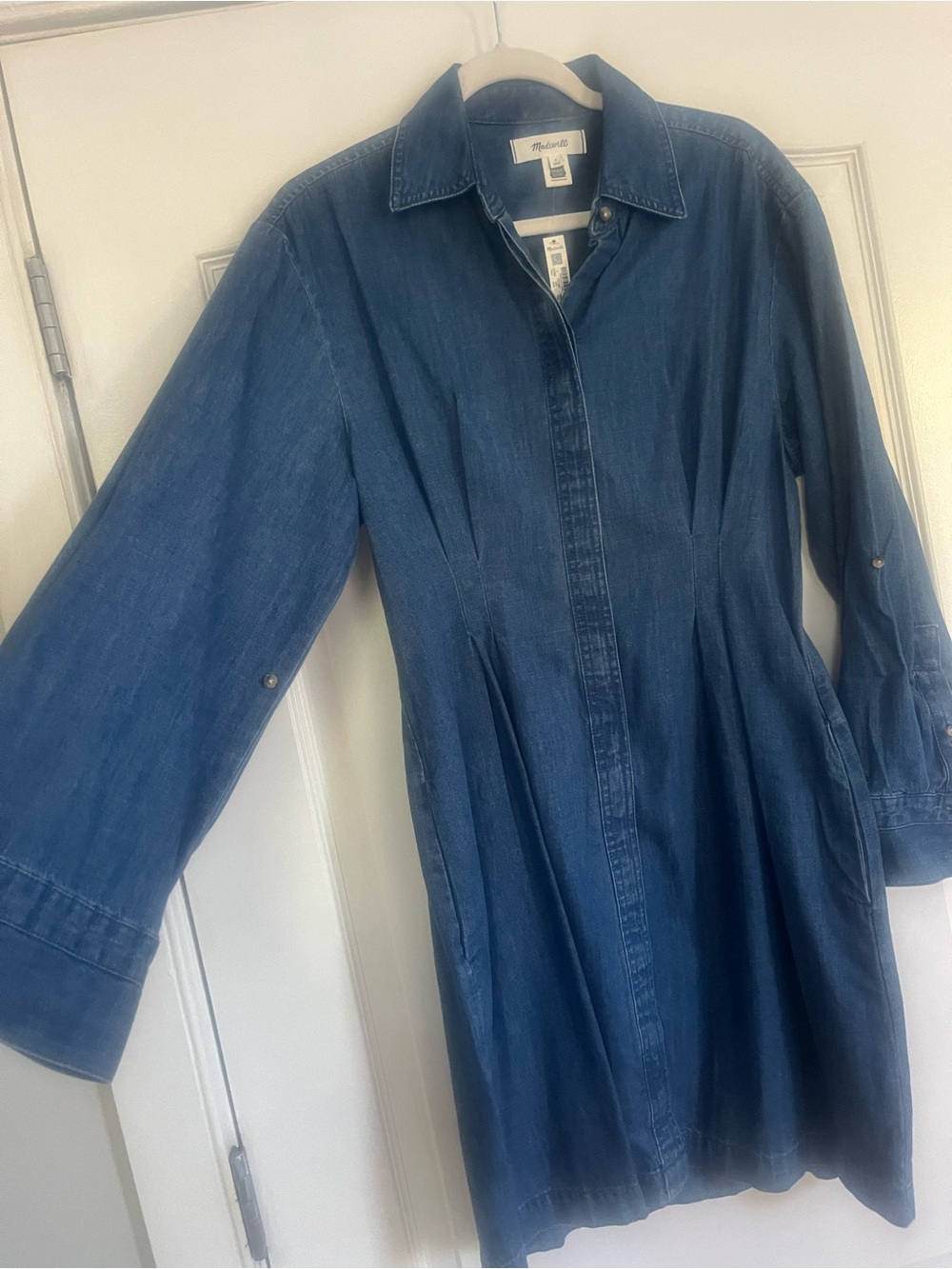 NWT Madewell Long Sleeve Denim Shirtdress - Deep Blue